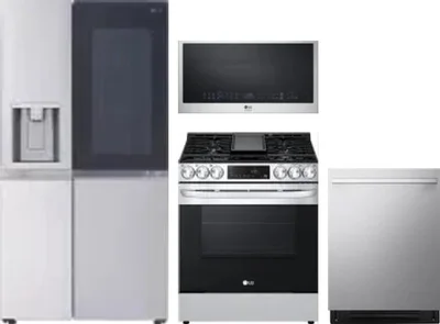 4 Piece Package Includes Refrigerator, Range, Microwave And Dishwasher