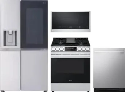 4 Piece Package Includes Refrigerator, Range, Microwave And Dishwasher