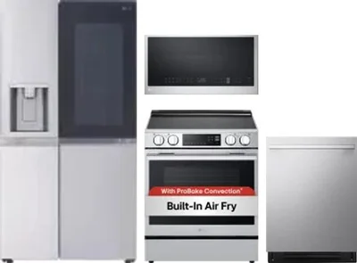 4 Piece Package Includes Refrigerator, Range, Microwave And Dishwasher