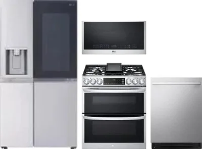 4 Piece Package Includes Refrigerator, Range, Microwave And Dishwasher