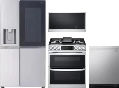4 Piece Package Includes Refrigerator, Range, Microwave And Dishwasher