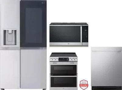 4 Piece Package Includes Refrigerator, Range, Microwave And Dishwasher
