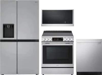 4 Piece Package Includes Refrigerator, Range, Microwave And Dishwasher