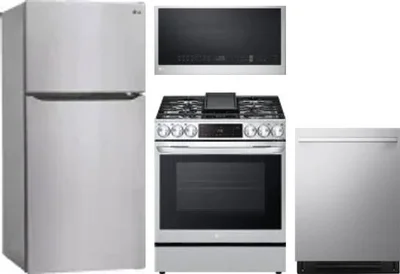 4 Piece Package Includes Refrigerator, Range, Microwave And Dishwasher