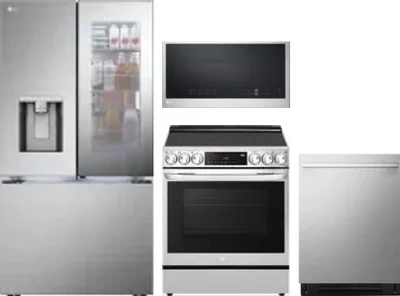 4 Piece Package Includes Refrigerator, Range, Microwave And Dishwasher