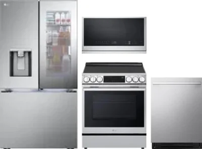 4 Piece Package Includes Refrigerator, Range, Microwave And Dishwasher