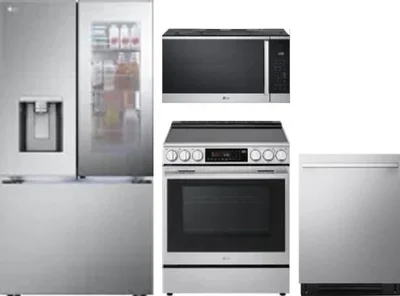 4 Piece Package Includes Refrigerator, Range, Microwave And Dishwasher