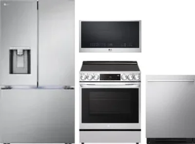 4 Piece Package Includes Refrigerator, Range, Microwave And Dishwasher
