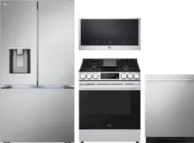 4 Piece Package Includes Refrigerator, Range, Microwave And Dishwasher