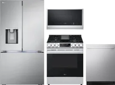 4 Piece Package Includes Refrigerator, Range, Microwave And Dishwasher