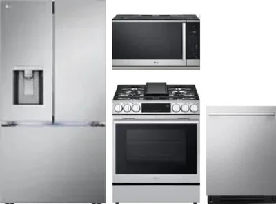 4 Piece Package Includes Refrigerator, Range, Microwave And Dishwasher