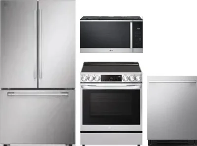 4 Piece Package Includes Refrigerator, Range, Microwave And Dishwasher