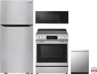 4 Piece Package Includes Refrigerator, Range, Microwave And Dishwasher