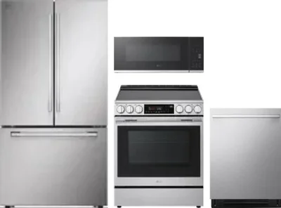 4 Piece Package Includes Refrigerator, Range, Microwave And Dishwasher
