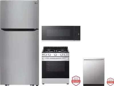 4 Piece Package Includes Refrigerator, Range, Microwave And Dishwasher