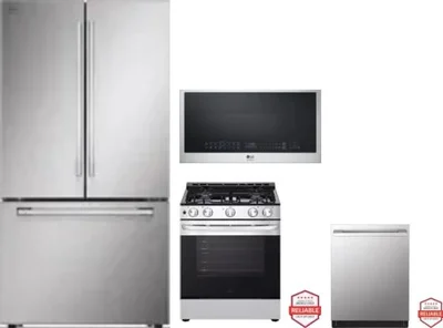 4 Piece Package Includes Refrigerator, Range, Microwave And Dishwasher