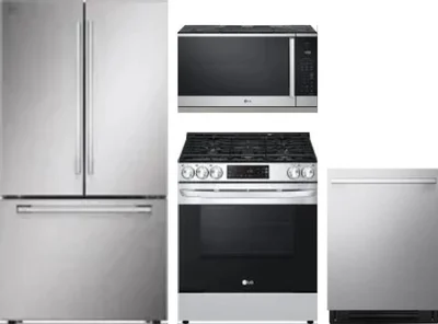 4 Piece Package Includes Refrigerator, Range, Microwave And Dishwasher