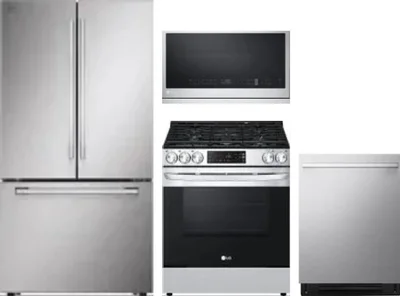 4 Piece Package Includes Refrigerator, Range, Microwave And Dishwasher
