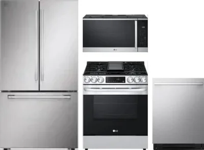4 Piece Package Includes Refrigerator, Range, Microwave And Dishwasher