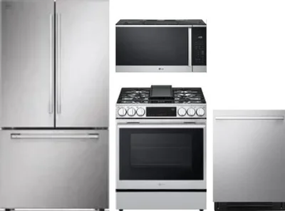 4 Piece Package Includes Refrigerator, Range, Microwave And Dishwasher