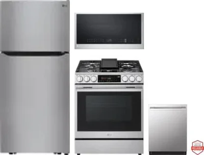 4 Piece Package Includes Refrigerator, Range, Microwave And Dishwasher