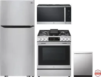 4 Piece Package Includes Refrigerator, Range, Microwave And Dishwasher