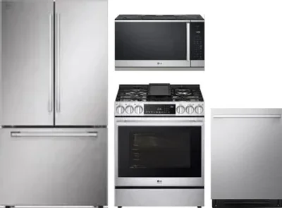4 Piece Package Includes Refrigerator, Range, Microwave And Dishwasher