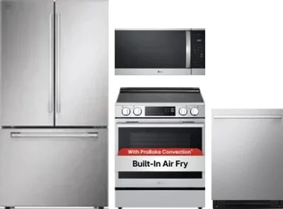 4 Piece Package Includes Refrigerator, Range, Microwave And Dishwasher