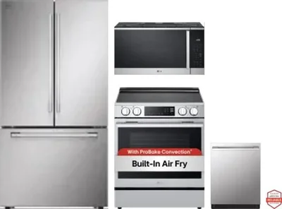 4 Piece Package Includes Refrigerator, Range, Microwave And Dishwasher