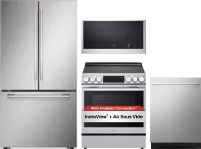 4 Piece Package Includes Refrigerator, Range, Microwave And Dishwasher
