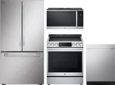 4 Piece Package Includes Refrigerator, Range, Microwave And Dishwasher