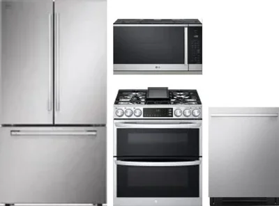 4 Piece Package Includes Refrigerator, Range, Microwave And Dishwasher