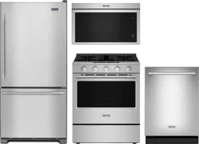 4 Piece Package Includes Refrigerator, Range, Microwave And Dishwasher