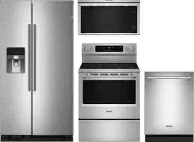 4 Piece Package Includes Refrigerator, Range, Microwave And Dishwasher