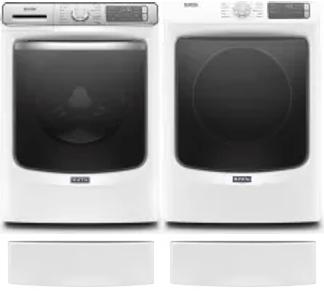 Side by Side Washer & Dryer Set on Pedestals