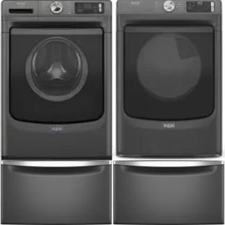 Side by Side Washer & Dryer Set on Pedestals