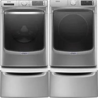 Side by Side Washer & Dryer Set on Pedestals