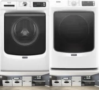 Side by Side Washer & Dryer Set on Pedestals
