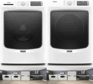 Side by Side Washer & Dryer Set on Pedestals