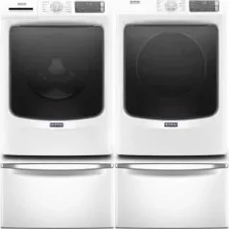 Side by Side Washer & Dryer Set on Pedestals