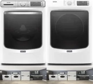 Side by Side Washer & Dryer Set on Pedestals