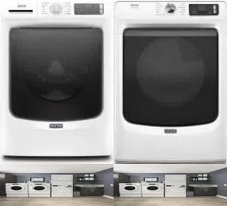 Side by Side Washer & Dryer Set on Pedestals