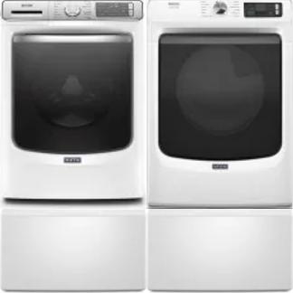 Side by Side Washer & Dryer Set on Pedestals