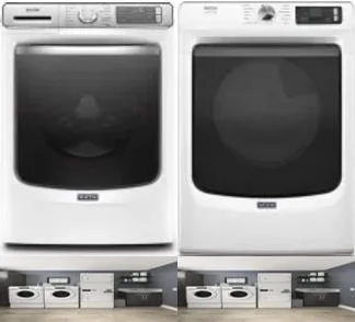 Side by Side Washer & Dryer Set on Pedestals