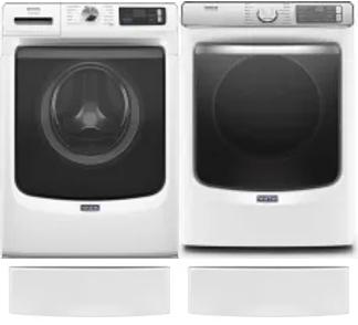 Side by Side Washer & Dryer Set on Pedestals