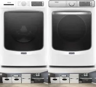 Side by Side Washer & Dryer Set on Pedestals