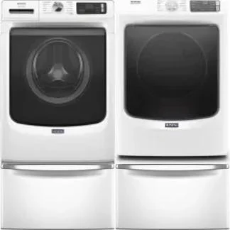 Side by Side Washer & Dryer Set on Pedestals
