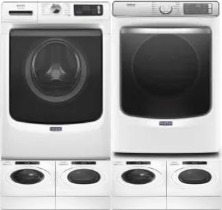 Side by Side Washer & Dryer Set on Pedestals