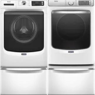 Side by Side Washer & Dryer Set on Pedestals