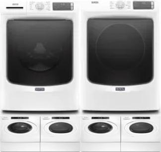 Side by Side Washer & Dryer Set on Pedestals
